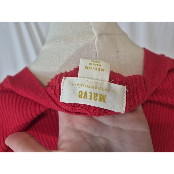 Anthropologie Maeve Womens Red Thea Ribbed Sweater Medium - Picture 6 of 6